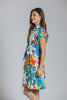Image of APNY Apparel Short Sleeve Tie Front Abstract Floral Print Dress - Multicolor