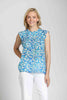 Image of APNY Apparel Floral Branch Print Cap Sleeve Top - Blue/Multicolor