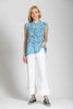 Image of APNY Apparel Floral Branch Print Cap Sleeve Top - Blue/Multicolor
