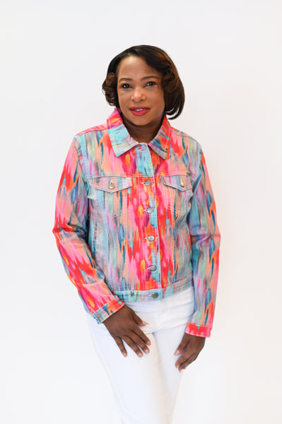 APNY Apparel Brushstroke Tie-Dye Print Denim Jacket - Multicolor