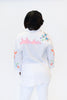 Image of APNY Apparel Embroidered Partial Placket Popover Blouse - White/Multicolor