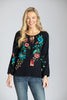 Image of APNY Apparel Embroidered V-Neck Tassel Tie Blouse - Multicolor