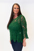 Image of AZI Crochet Lace Bell Sleeve Top - Green