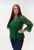 Image of AZI Crochet Lace Bell Sleeve Top - Green