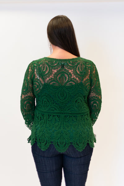 AZI Crochet Lace Bell Sleeve Top - Green *Take an EXTRA 1/2 Off*