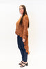 Image of AZI Hi/Low Crochet Lace Bell Sleeve Tunic - Cognac
