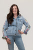 Image of AZI Embellished Denim Jacket - Denim/Multicolor