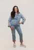 Image of AZI Embellished Denim Jacket - Denim/Multicolor