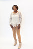 Image of AZI Crochet Lace Bell Sleeve Top - Tan