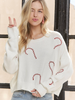 Image of Adora Candy Cane Appliqué Cropped Sweater - Off White