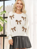 Image of Adora Leopard Bow Appliqué Sweater - Ivory