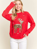 Image of Adora Sequin Reindeer Sweater - Red