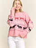 Image of Adora Reindeer & Bow Motif Sweater - Pink