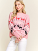 Image of Adora Reindeer & Bow Motif Sweater - Pink