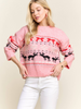 Image of Adora Reindeer & Bow Motif Sweater - Pink