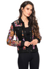 Image of Adore Apparel Denim Jacket with Floral Sequin Embroidery - Black/Pink