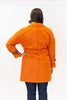 Image of Adore Apparel Faux Suede Leopard Print Tie Cuff Detail Belted Jacket - Orange