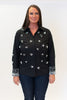 Image of Adore Apparel Pearl Embroidered Button Front Cotton Blouse - Black