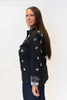 Image of Adore Apparel Pearl Embroidered Button Front Cotton Blouse - Black