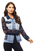 Image of Adore Apparel Floral Lace Denim Jacket - Blue