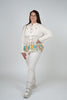 Image of Adore Apparel Floral Embroidered Mesh and Denim Peplum Jacket - White/Multicolor