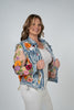 Image of Adore Apparel Floral Appliqué and Distressed Denim Jacket - Blue/Multicolor