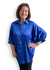 Image of Adrienne Arizona Oversized Dolman Sleeve Hi/Low Blouse - Royal