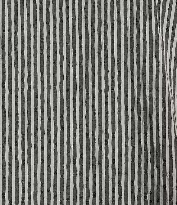 Ali Miles Y-Neckline Striped Crinkle Tunic - Black/White