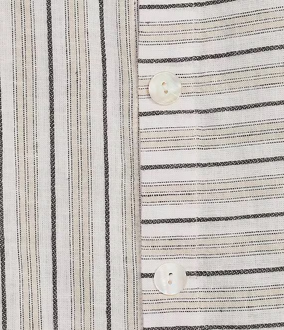 Ali Miles Asymmetric Stripe Linen Blouse - Khaki Stripe