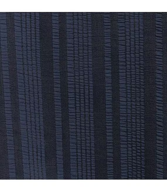 Ali Miles Textured Stripe Wire Collar Tab Sleeve Blouse - Dark Navy