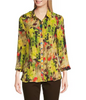 Image of Ali Miles Crinkle Point Collar 3/4 Sleeve Button Front Blouse - Multi
