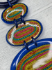 Image of Alisha.D Triple Oval Pendant Statement Necklace - Blue/Multicolor
