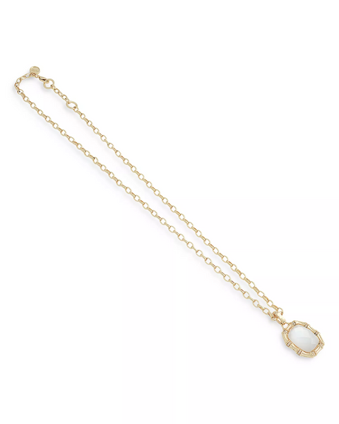 Anabel Aram Bamboo with White Stone Pendant Necklace