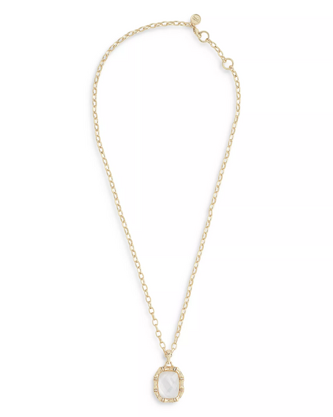 Anabel Aram Bamboo with White Stone Pendant Necklace