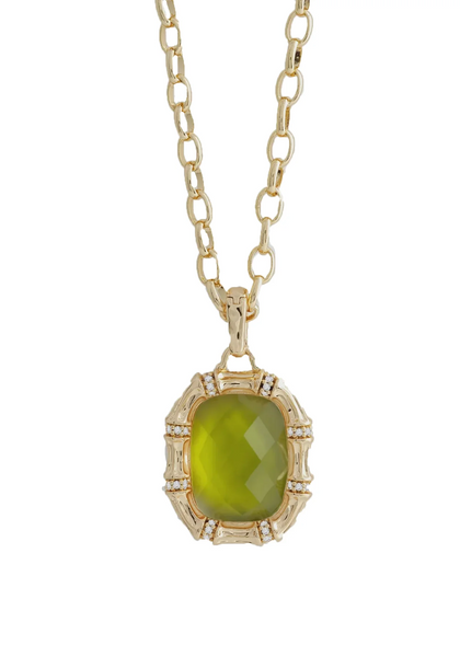 Anabel Aram Bamboo Peridot Stone Pendant Necklace