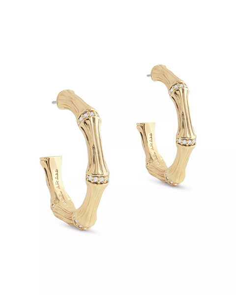 Anabel Aram Bamboo Medium Hoop Earring - Gold