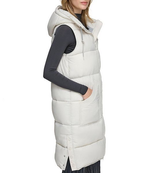 Andrew Marc Kerr Hooded Long Puffer Vest - Moon