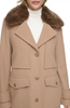 Image of Andrew Marc Olpae Faux Fur Collar Wool Blend Coat - Camel