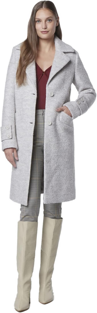 Andrew Marc Regine Pressed Wool Boucle Coat Ivory Rippe s