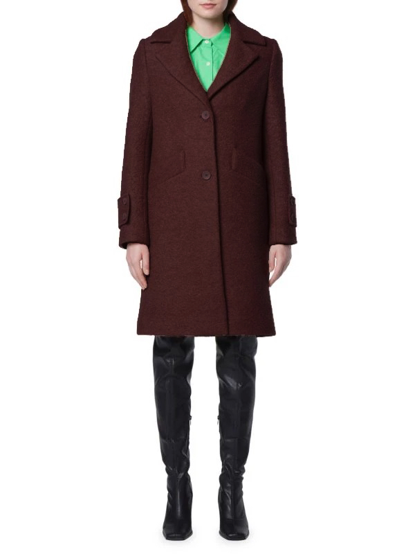 Andrew Marc Regine Pressed Wool Boucle Coat Rosewood