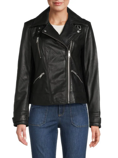Andrew Marc Salla Leather Moto Jacket - Black