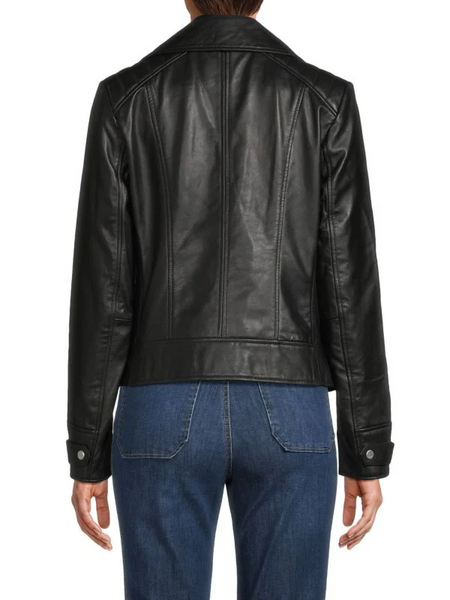 Andrew Marc Salla Leather Moto Jacket - Black