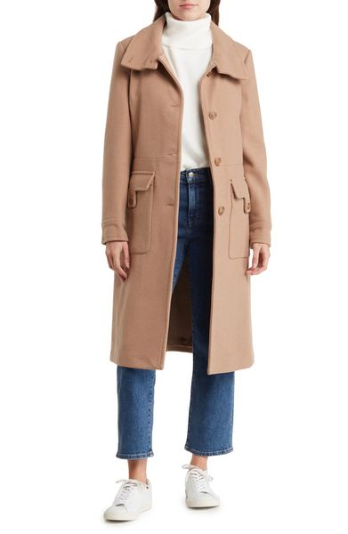 Andrew Marc Almedia Wool Blend Trench Coat - Camel