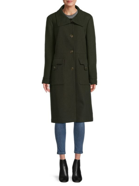 Andrew Marc Almedia Wool Blend Trench Coat - Rosemary