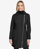 Image of Andrew Marc Saylor Hooded Asymmetrical Soft Shell Coat - Black