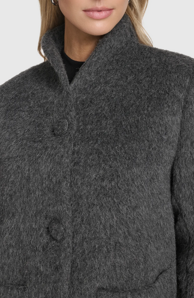 Andrew Marc Piper Eyelash Wool Blend Coat - Shale