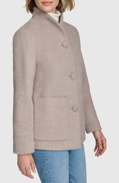 Andrew Marc Piper Eyelash Wool Blend Coat - Walnut