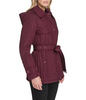 Image of Andrew Marc Brinklee Belted Mixed Quilt Hooded Short Trench Coat - Aubergine
