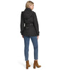 Image of Andrew Marc Brinklee Belted Mixed Quilt Hooded Short Trench Coat - Black