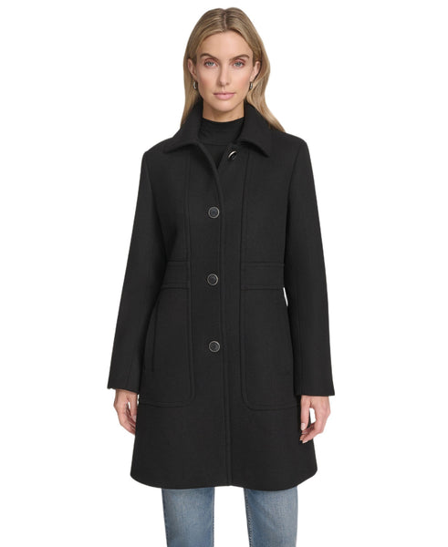 Andrew Marc Emmeline Tailored Fit Wool Blend Coat - Black